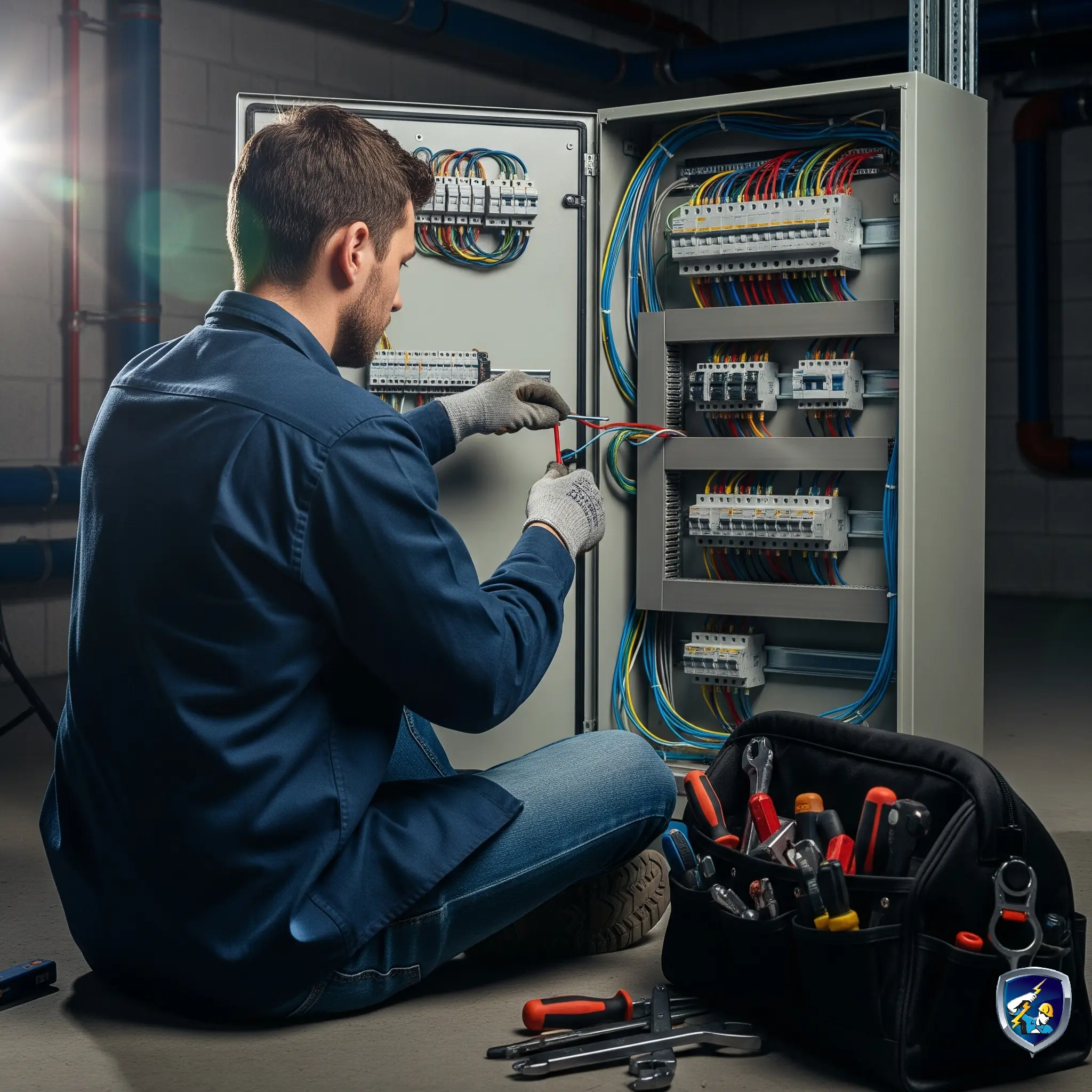 Professional Electrician working on electrical panel in Kepong